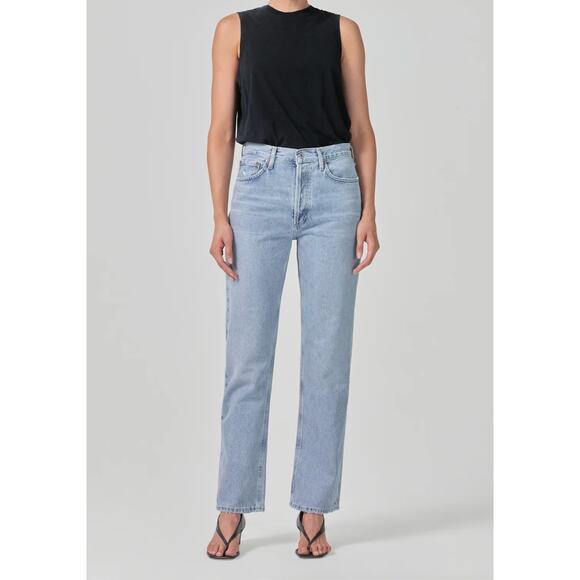 AGOLDE Light Blue Lana Straight Leg Button Fly Denim Jeans 24 - Picture 1 of 16